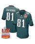 Grant Calcaterra 81 Philadelphia Eagles Super Bowl LIX Champions Patch Game Men Jersey – Midnight Green