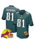 Grant Calcaterra 81 Philadelphia Eagles Super Bowl LIX New Orleans Patch Game Men Jersey – Midnight Green