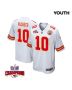 Isiah Pacheco 10 Kansas City Chiefs Super Bowl LVIII Champions 4 Stars Patch Game YOUTH Jersey – White
