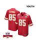 Izaiah Gathings 85 Kansas City Chiefs Super Bowl LVIII Champions 4 Stars Patch Game YOUTH Jersey – Red