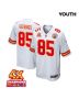 Izaiah Gathings 85 Kansas City Chiefs Super Bowl LVIII Champions 4X Game YOUTH Jersey – White