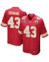 Jack Cochrane 43 Kansas City Chiefs Super Bowl LVIII Patch Game Men Jersey – Red