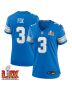 Jack Fox #3 Detroit Lions Super Bowl LIX Women’s Jersey – Blue