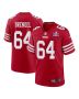 Jake Brendel 64 San Francisco 49ers Super Bowl LVIII Patch Game Men Jersey – Scarlet