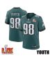 Jalen Carter #98 Philadelphia Eagles Super Bowl LIX YOUTH Jersey – Midnight Green