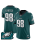 Jalen Carter 98 Philadelphia Eagles Pennsylvania State Map Patch Game Men Jersey – Midnight Green