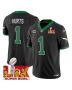 Jalen Hurts 1 Philadelphia Eagles Kelly Green Super Bowl Champions LIX Patch Vapor Limited Jersey – Black
