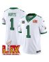 Jalen Hurts 1 Philadelphia Eagles Kelly Green Super Bowl Champions LIX Patch Vapor Limited Jersey – White