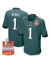 Jalen Hurts 1 Philadelphia Eagles Super Bowl LIX Champions Patch Game Men Jersey – Midnight Green