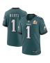 Jalen Hurts 1 Philadelphia Eagles Super Bowl LIX Game Player Jersey – Midnight Green