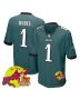Jalen Hurts 1 Philadelphia Eagles Super Bowl LIX New Orleans Patch Game Men Jersey – Midnight Green