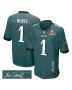 Jalen Hurts 1 Philadelphia Eagles Super Bowl LIX ‘New Orleans – Where Passion Ignites’ EMBROIDERED Game Men Jersey – Midnight Green