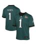 Jalen Hurts 1 Philadelphia Eagles Youth Super Bowl LIX Game Player Jersey – Midnight Green