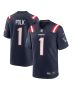 Ja’Lynn Polk 1 New England Patriots Team Game Men Jersey – Navy