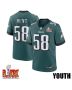 Jalyx Hunt #58 Philadelphia Eagles Super Bowl LIX YOUTH Jersey – Midnight Green