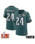 James Bradberry IV #24 Philadelphia Eagles Super Bowl LIX YOUTH Jersey – Midnight Green