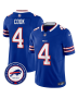 James Cook 4 Buffalo Bills 50th Charging Logo Patch Game Men Jersey – Royal