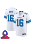 Jared Goff 16 Detroit Lions 2025 Pro Bowl Patch Game Men Jersey – White