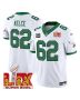 Jason Kelce 62 Philadelphia Eagles Kelly Green Super Bowl Champions LIX Patch Vapor Limited Jersey – White
