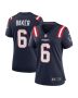 Javon Baker 6 New England Patriots Women Team Game Jersey – Navy