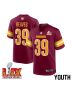 Jeremy Reaves #39 Washington Commanders Super Bowl LIX Youth Jersey – Burgundy