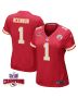Jerick McKinnon 1 Kansas City Chiefs Super Bowl LVIII Champions 4 Stars Patch Game Women Jersey – Red
