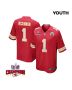 Jerick McKinnon 1 Kansas City Chiefs Super Bowl LVIII Champions 4 Stars Patch Game YOUTH Jersey – Red