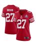 Ji’Ayir Brown 27 San Francisco 49ers Super Bowl LVIII Patch Game Women Jersey – Scarlet