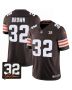 Jim Brown 32 Cleveland Browns Jim Brown Memorial Patch Game Men Jersey – Brown