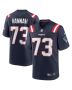 John Hannah 73 New England Patriots Men Game Retired Jersey – Navy