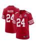 Jordan Mason 24 San Francisco 49ers Super Bowl LVIII Patch Game Men Jersey – Scarlet