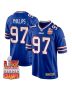 Jordan Phillips 97 Buffalo Bills Super Bowl LIX Champions Patch Game Men Jersey – Royal