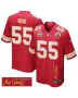 Joshua Uche 55 Kansas City Chiefs Super Bowl LIX Champions Patch ‘New Orleans – Where Legends Are Made’ EMBROIDERED Game Men Jersey – Red