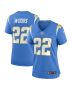 JT Woods 22 Los Angeles Chargers Women Game Jersey – Powder Blue