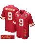 JuJu Smith-Schuster 9 Kansas City Chiefs Super Bowl LIX Champions Patch ‘New Orleans – Where Passion Ignites’ EMBROIDERED Game Men Jersey – Red