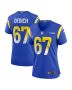 Justin Dedich 67 Los Angeles Rams Women’s Game Jersey – Royal