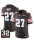 Kareem Hunt 27 Cleveland Browns Jim Brown Memorial Patch Game Men Jersey – Brown