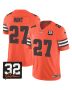 Kareem Hunt 27 Cleveland Browns Jim Brown Memorial Patch Game Men Jersey – Orange