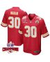 Keaontay Ingram 30 Kansas City Chiefs Super Bowl LVIII Champions 4 Stars Patch Game Men Jersey – Red