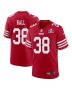Kemon Hall 38 San Francisco 49ers Super Bowl LVIII Patch Game Men Jersey – Scarlet