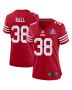 Kemon Hall 38 San Francisco 49ers Super Bowl LVIII Patch Game Women Jersey – Scarlet