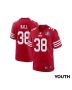 Kemon Hall 38 San Francisco 49ers Super Bowl LVIII Patch Game YOUTH Jersey – Scarlet