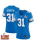 Kerby Joseph #31 Detroit Lions Super Bowl LIX Women’s Jersey – Blue