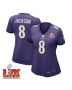 Lamar Jackson #8 Baltimore Ravens Super Bowl LIX Women’s Jersey – Purple