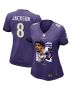 Lamar Jackson 8 Baltimore Ravens Cobra Jackson Women Game Jersey – Purple