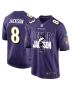 Lamar Jackson 8 Baltimore Ravens Lamar the Merrier Game Men Jersey – Purple