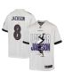 Lamar Jackson 8 Baltimore Ravens Lamar the Merrier Game YOUTH Jersey – White