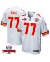 Lucas Niang 77 Kansas City Chiefs Super Bowl LVIII Champions 4 Stars Patch Game Men Jersey – White