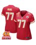 Lucas Niang 77 Kansas City Chiefs Super Bowl LVIII Champions 4X Game Women Jersey – Red