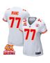 Lucas Niang 77 Kansas City Chiefs Super Bowl LVIII Champions 4X Game Women Jersey – White